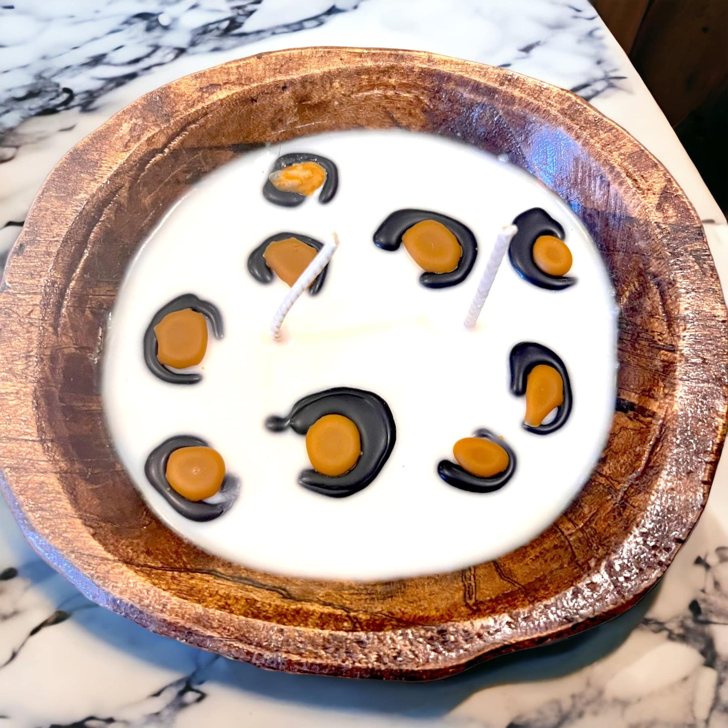 Wood Cheetah Dough Bowl Candle (2 Scents Available) PICK UP ONLY