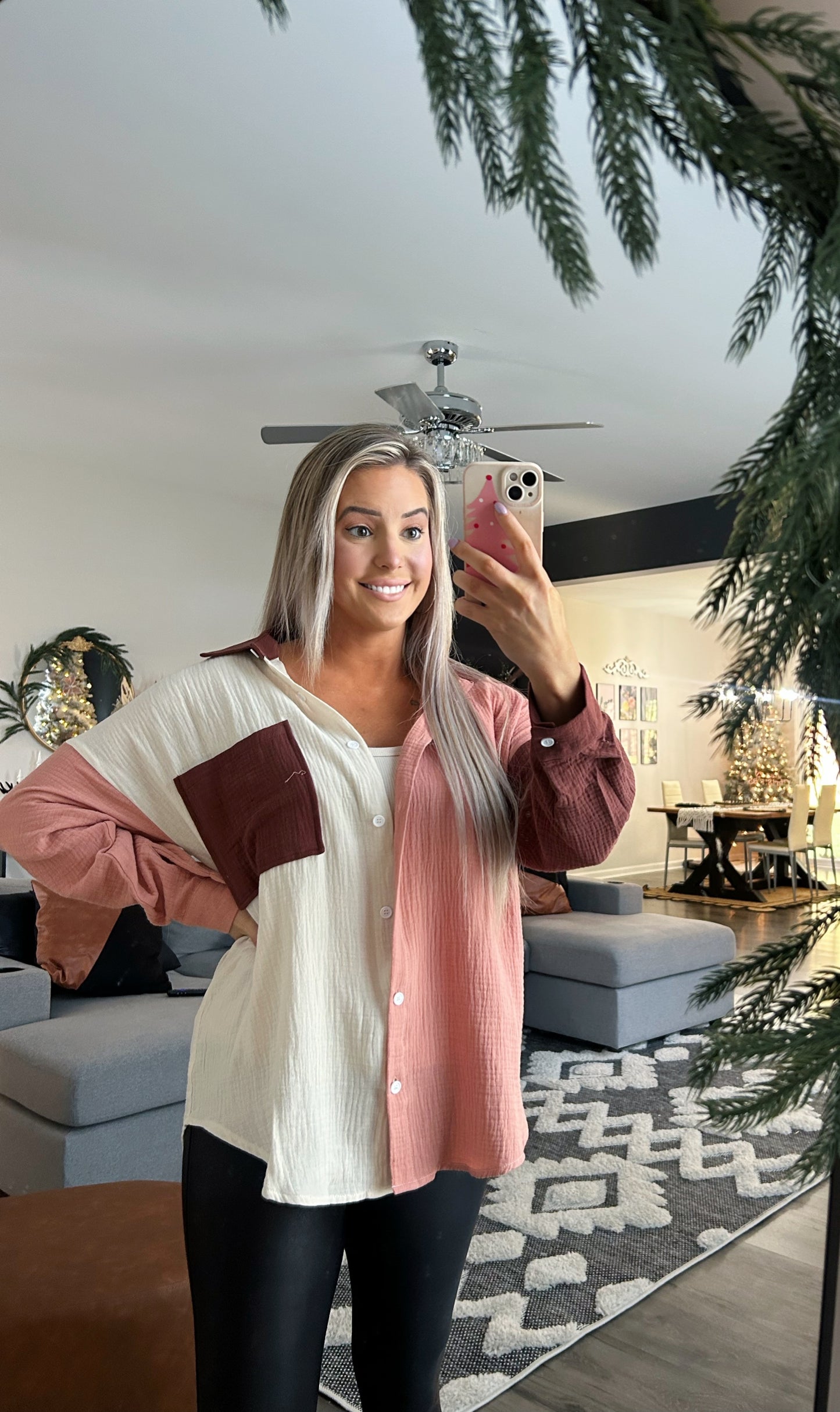 Colorblock Neutral Button Down