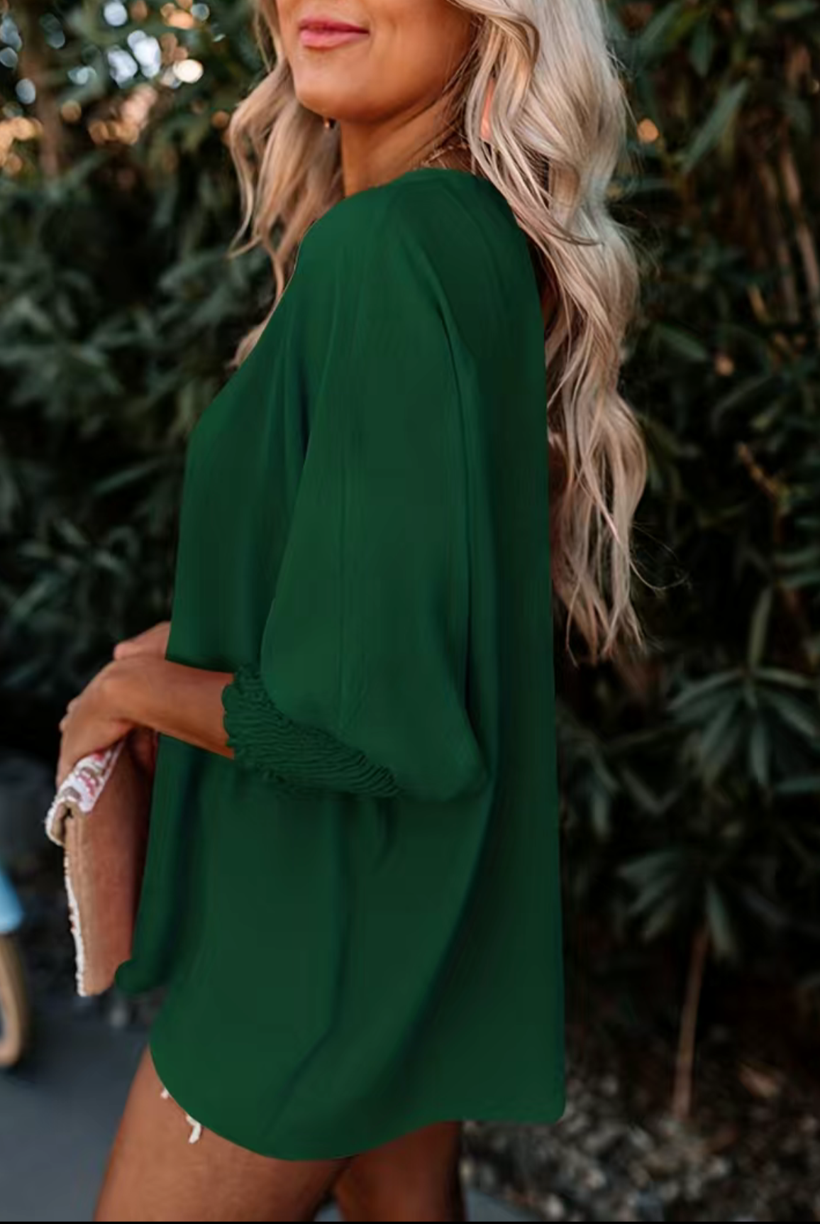 Green Smocked Blouse