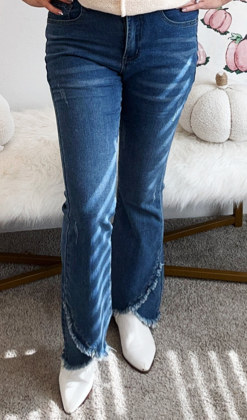 Bootcut Frayed Jeans