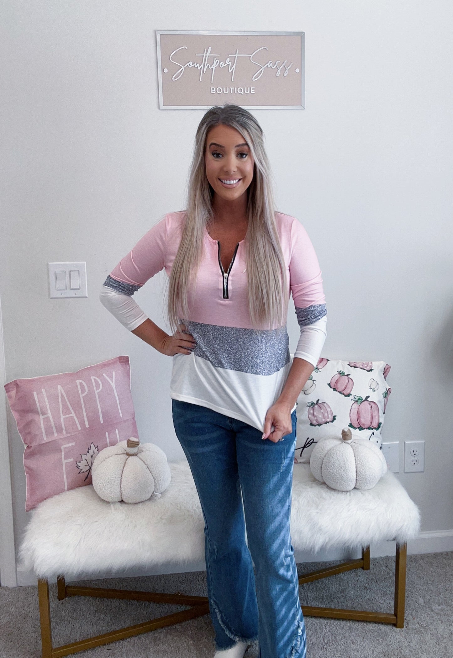 Carrie Zip Top