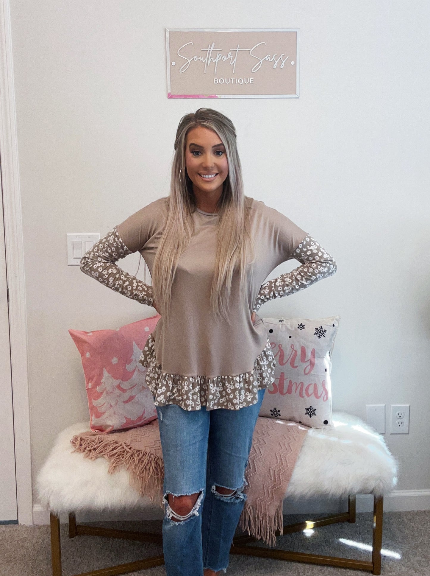 Floral Ruffle Hem Top