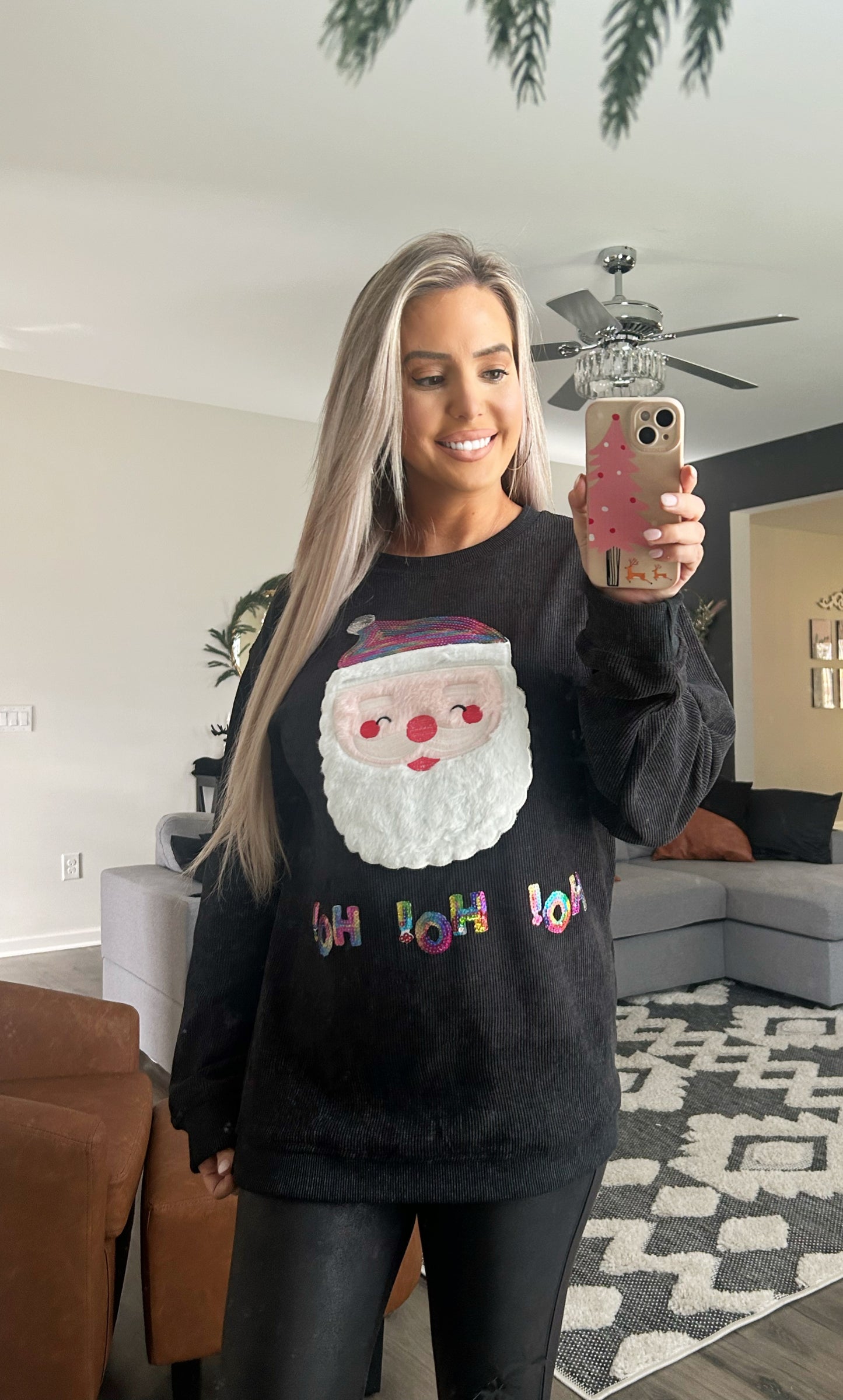 Santa Sequin Ho Ho Ho