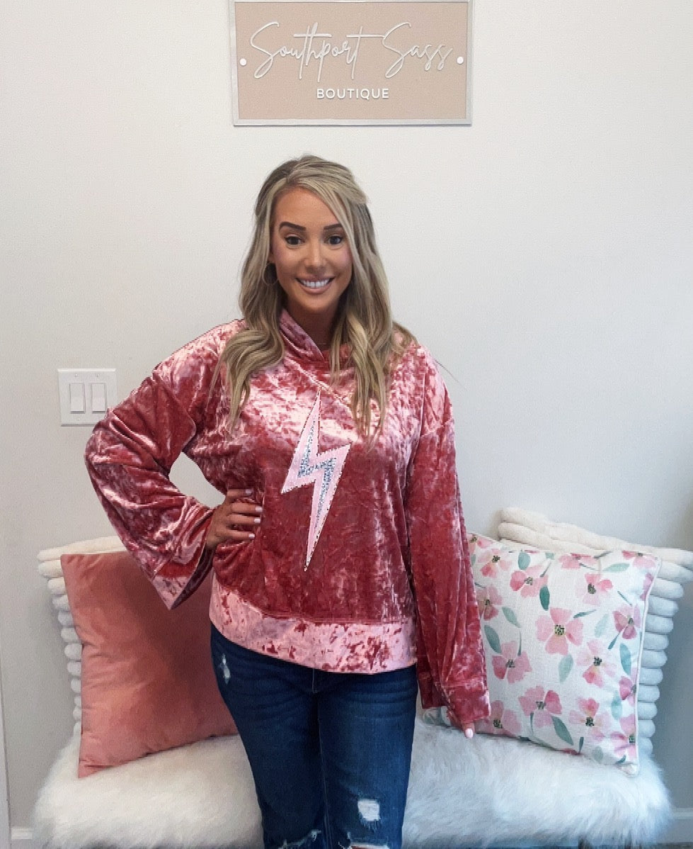 Lightning Strike Velvet Hoodie