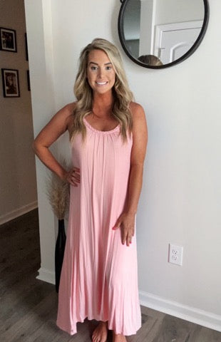 Braided Maxi Dress (Pink and Aqua)