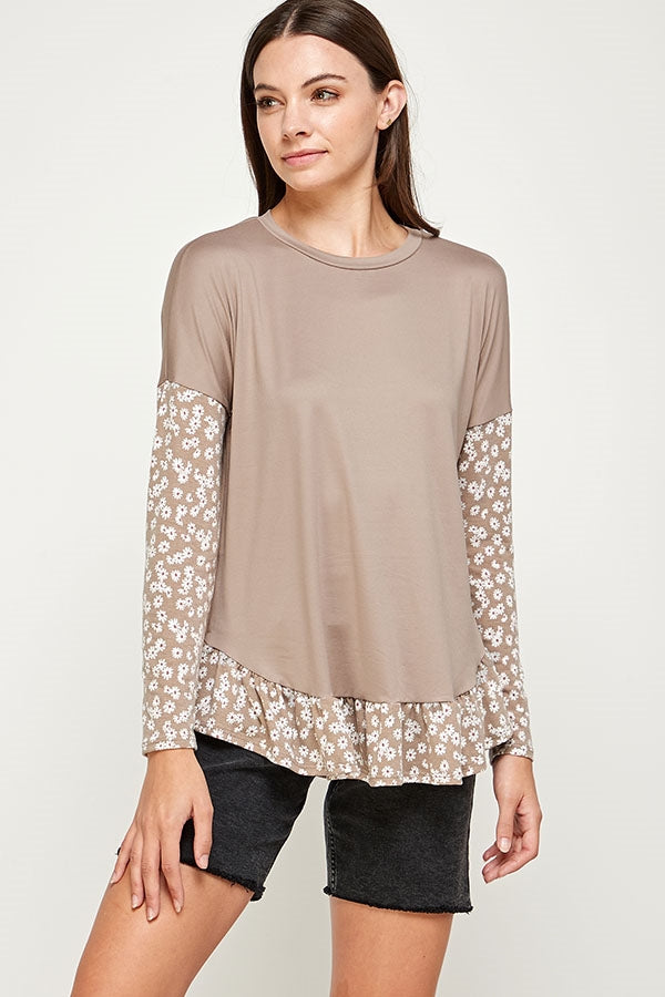 Floral Ruffle Hem Top