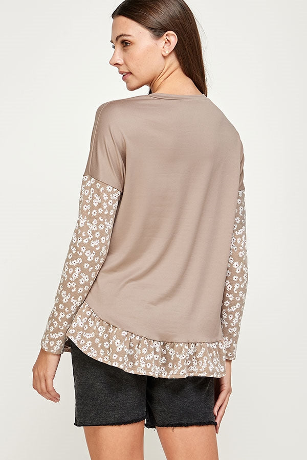 Floral Ruffle Hem Top