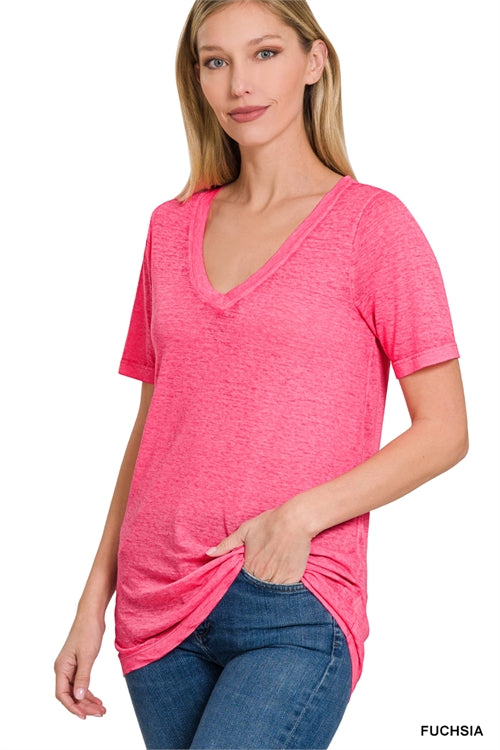 Acid Washed Fushia Tee