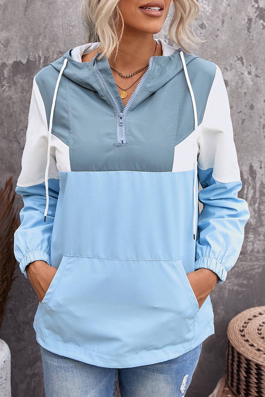 Colorblock Blue Hoodie