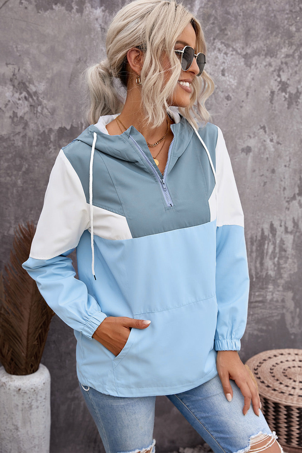 Colorblock Blue Hoodie