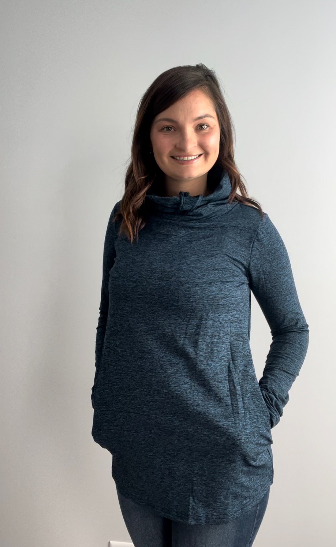 Athletic Cowl Neck Pullover