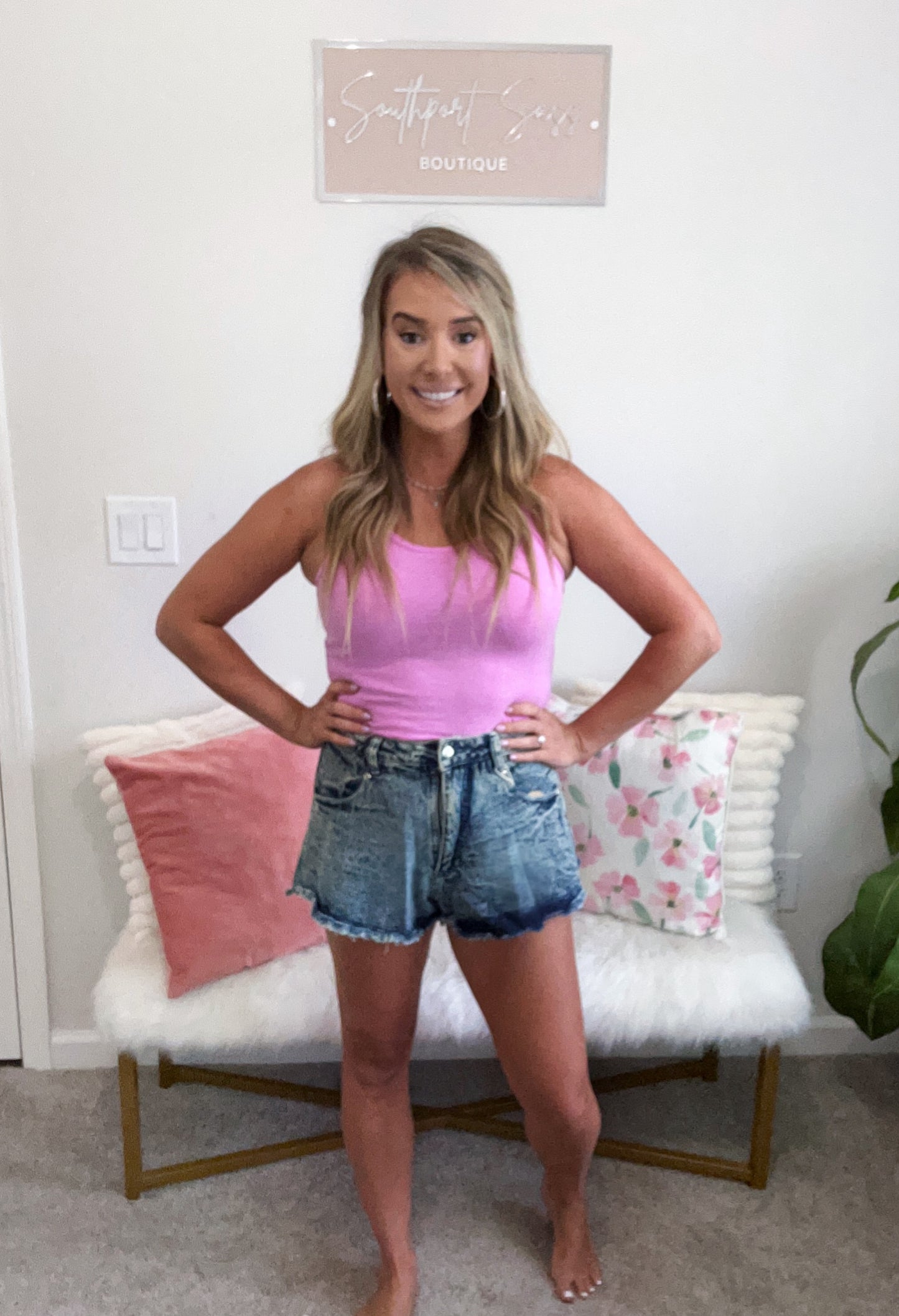 Acid Wash Denim Shorts