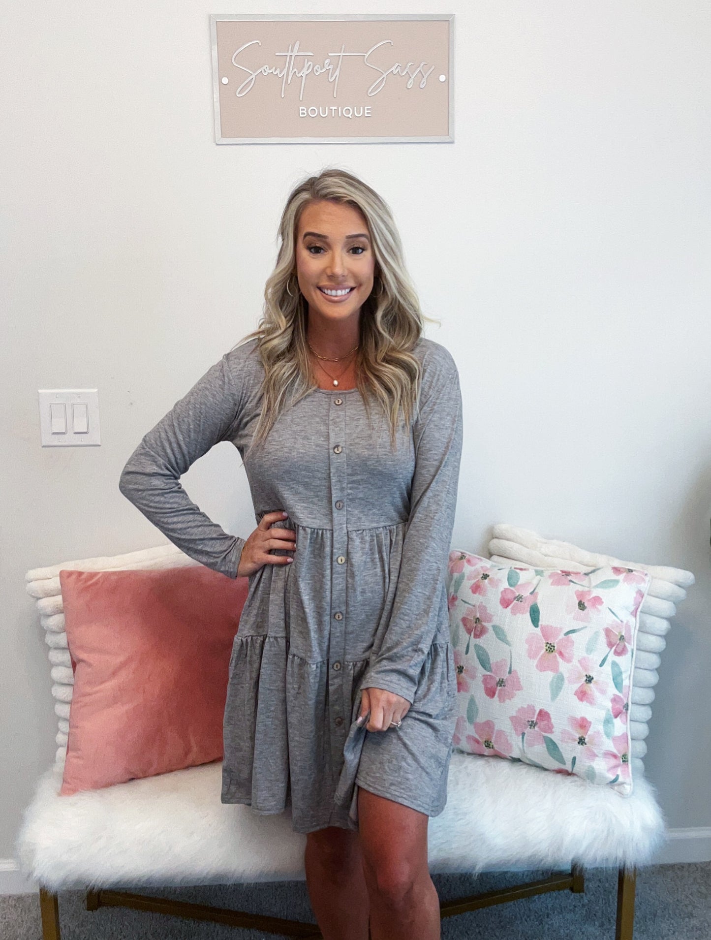 Gray Ruffle Dress