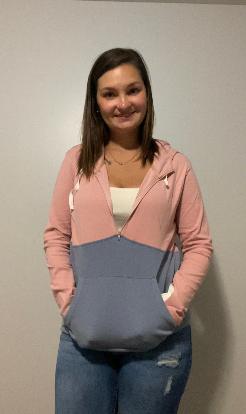Grey and Pink Hoodie