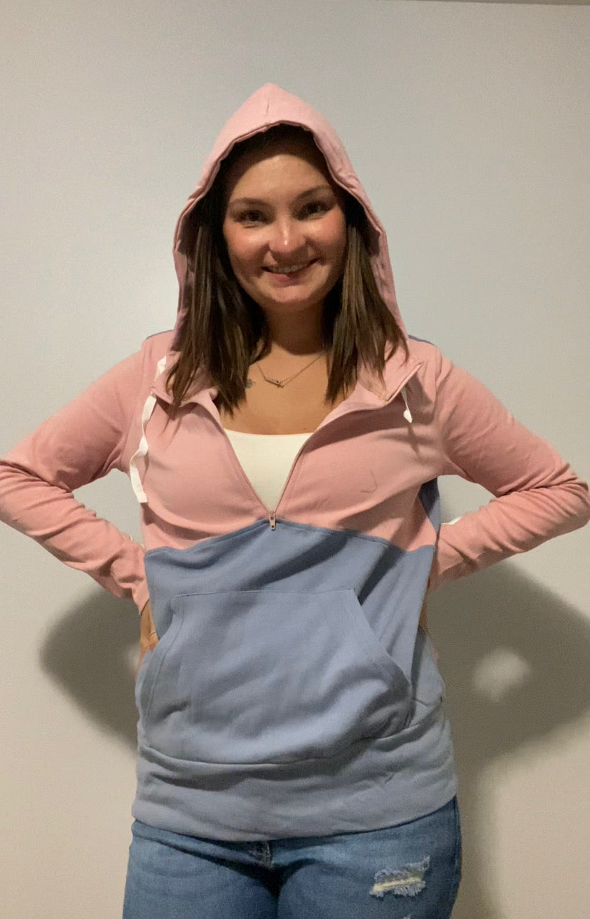 Grey and Pink Hoodie