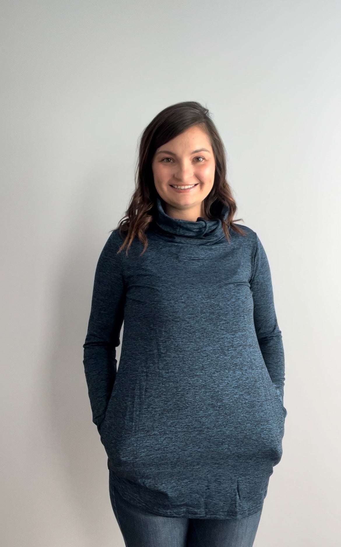 Athletic Cowl Neck Pullover