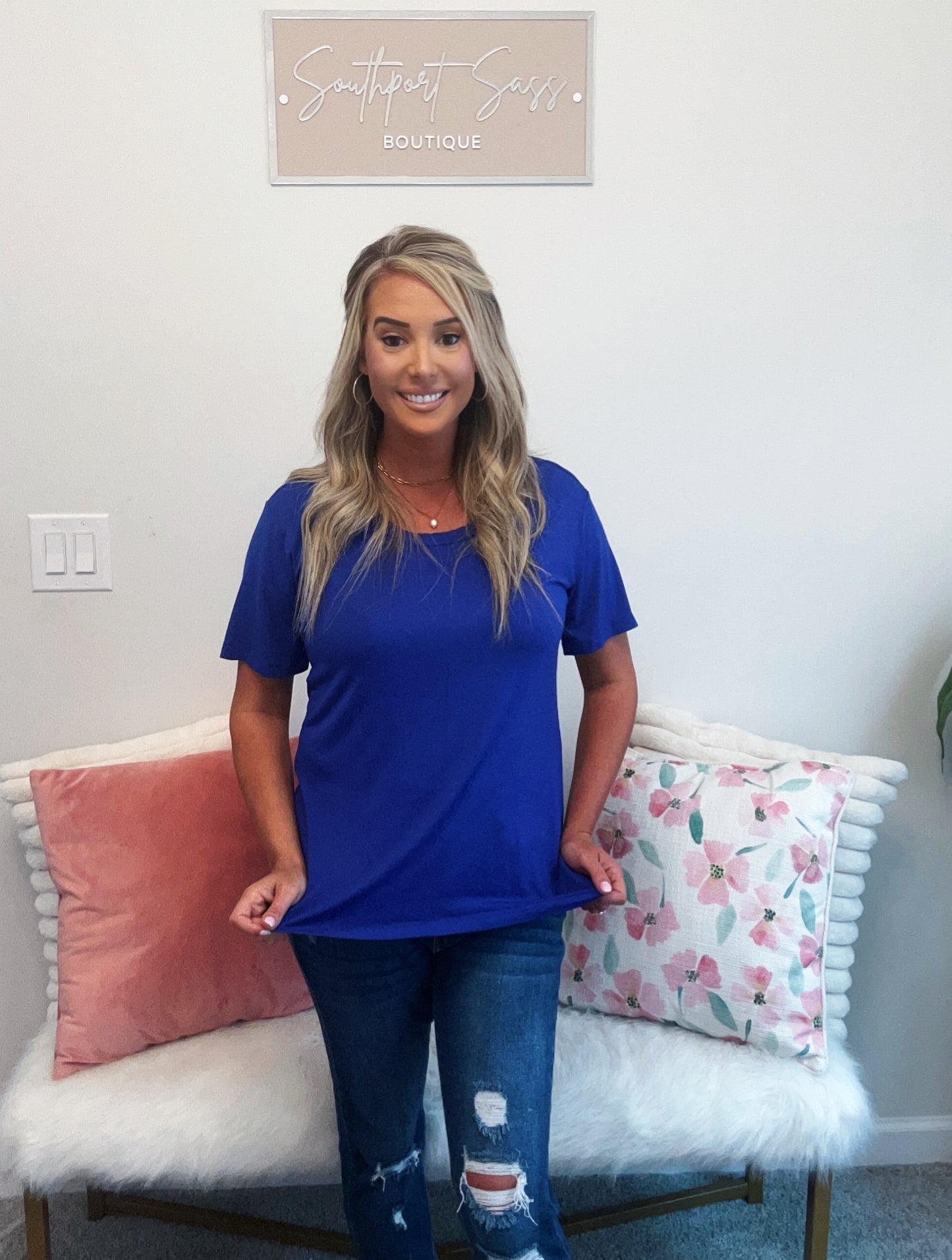Royal Scoop Neck Top