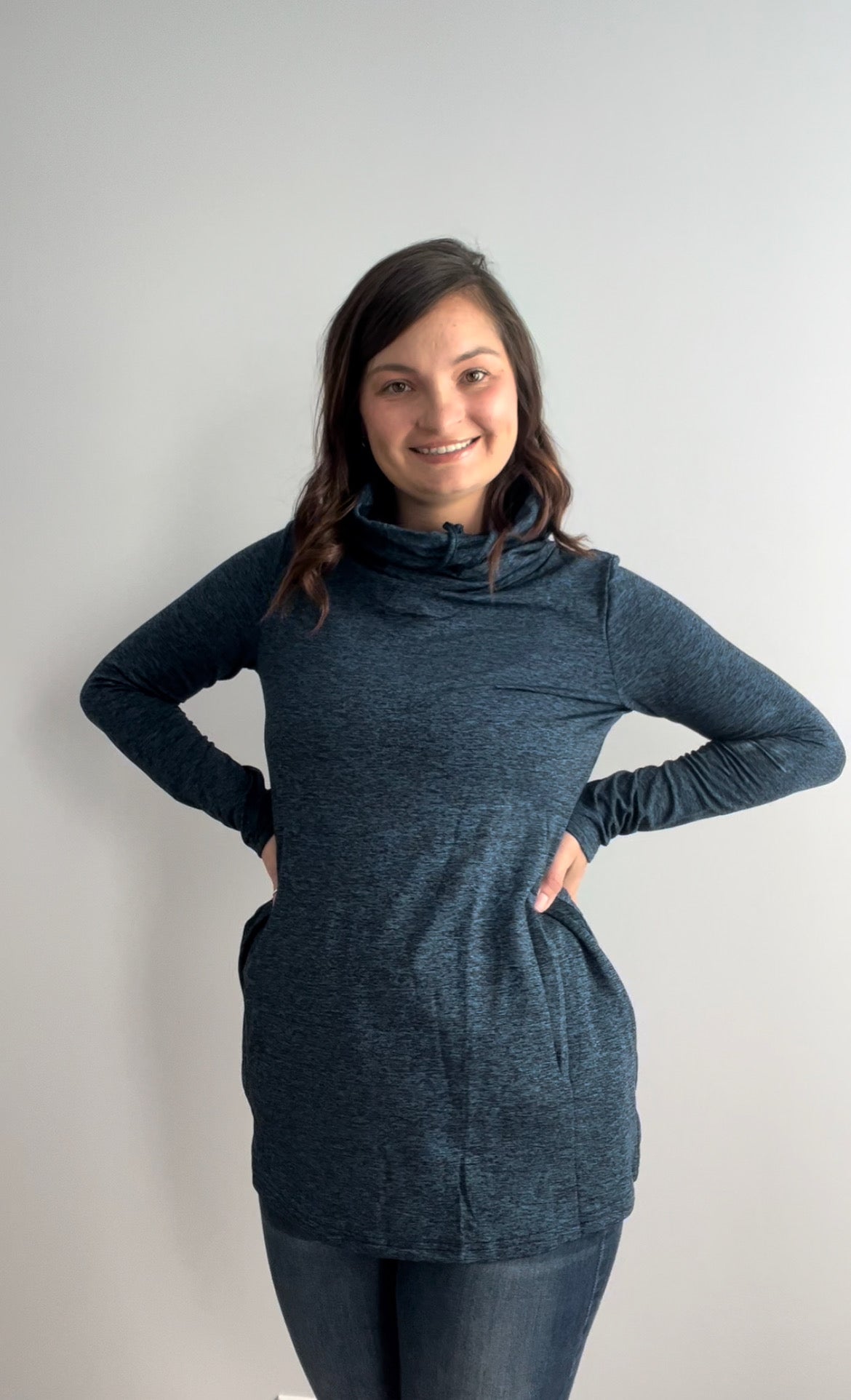 Athletic Cowl Neck Pullover