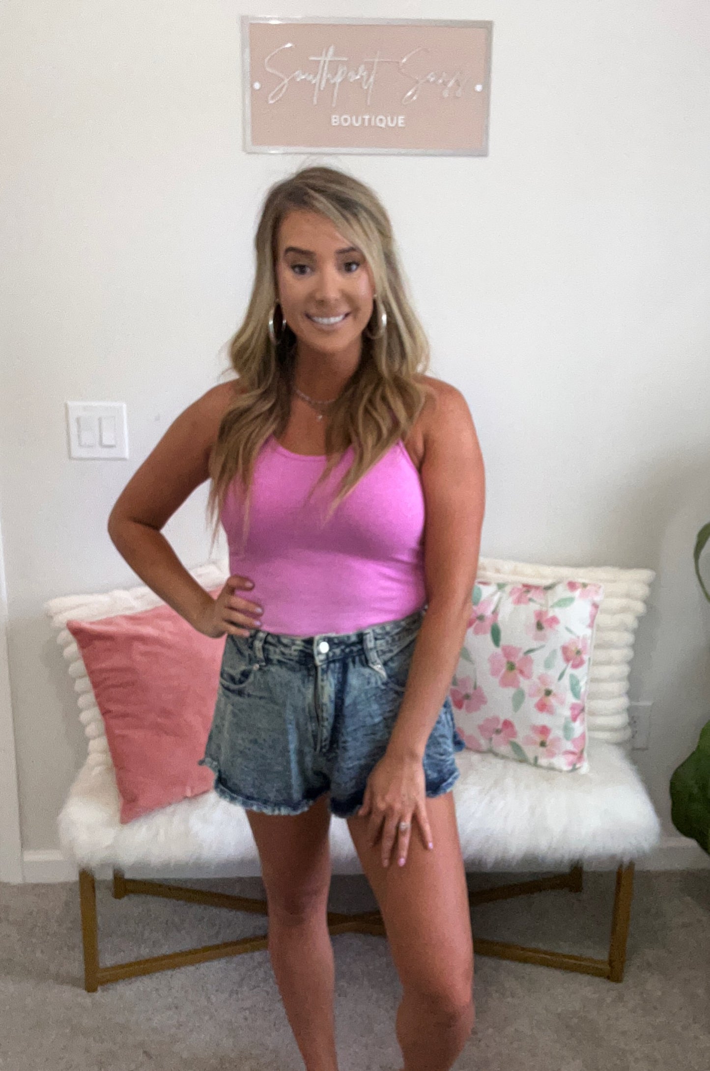 Acid Wash Denim Shorts
