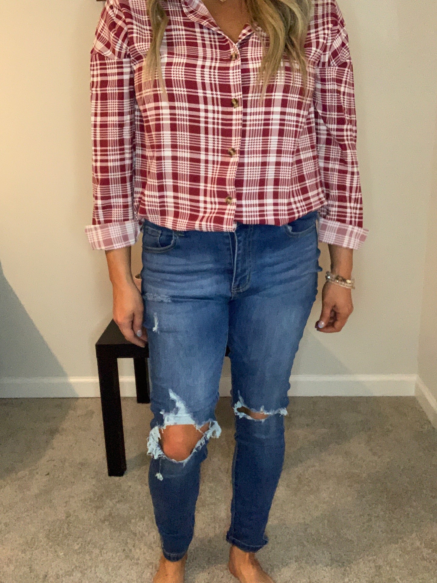 High Rise Distressed Denim Jeans