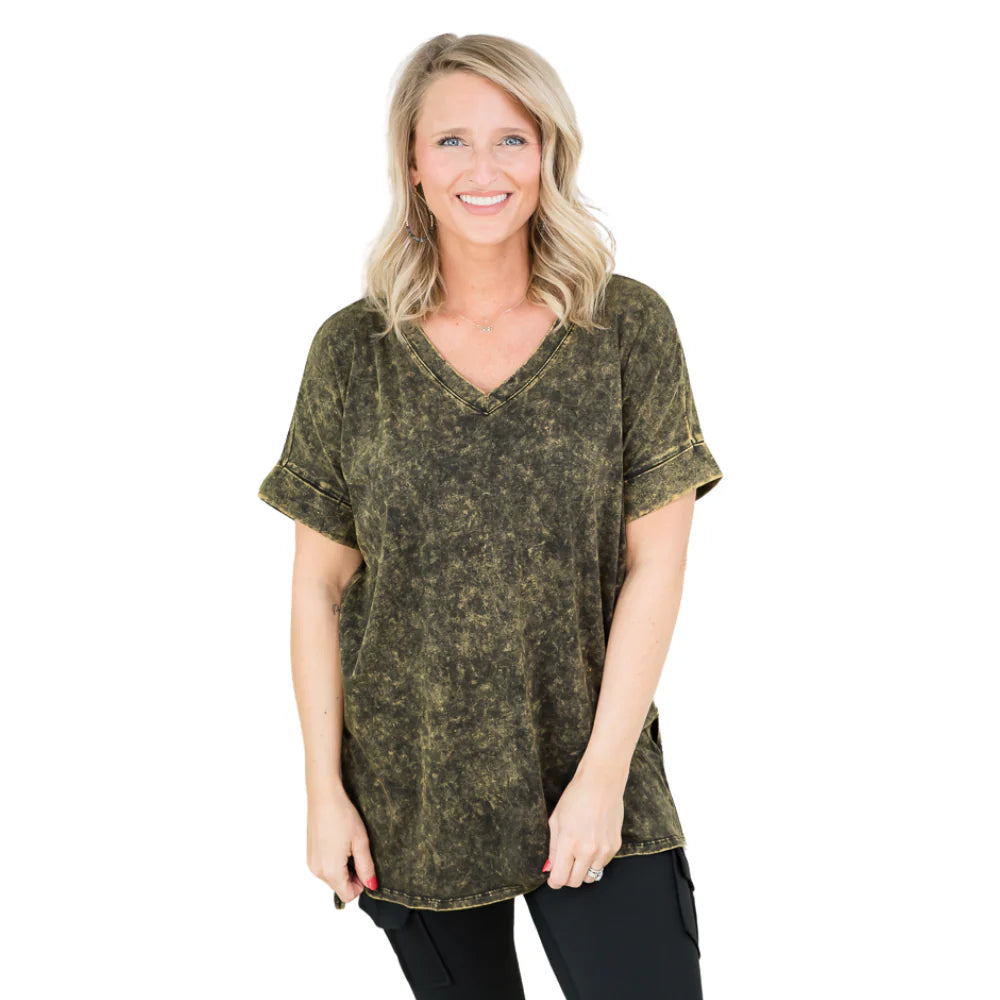 Olive Mineral Wash Top