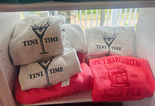 Embroidered Tini Time Crew Neck