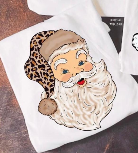 Santa Leopard Hat Tee