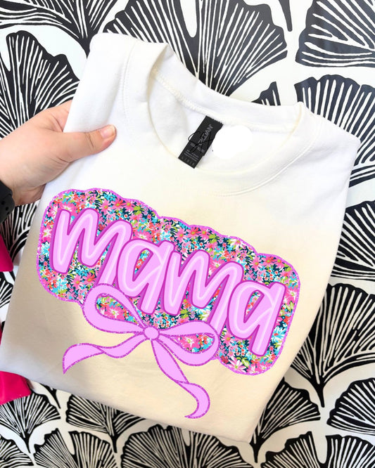 Mama Floral Bow Tee