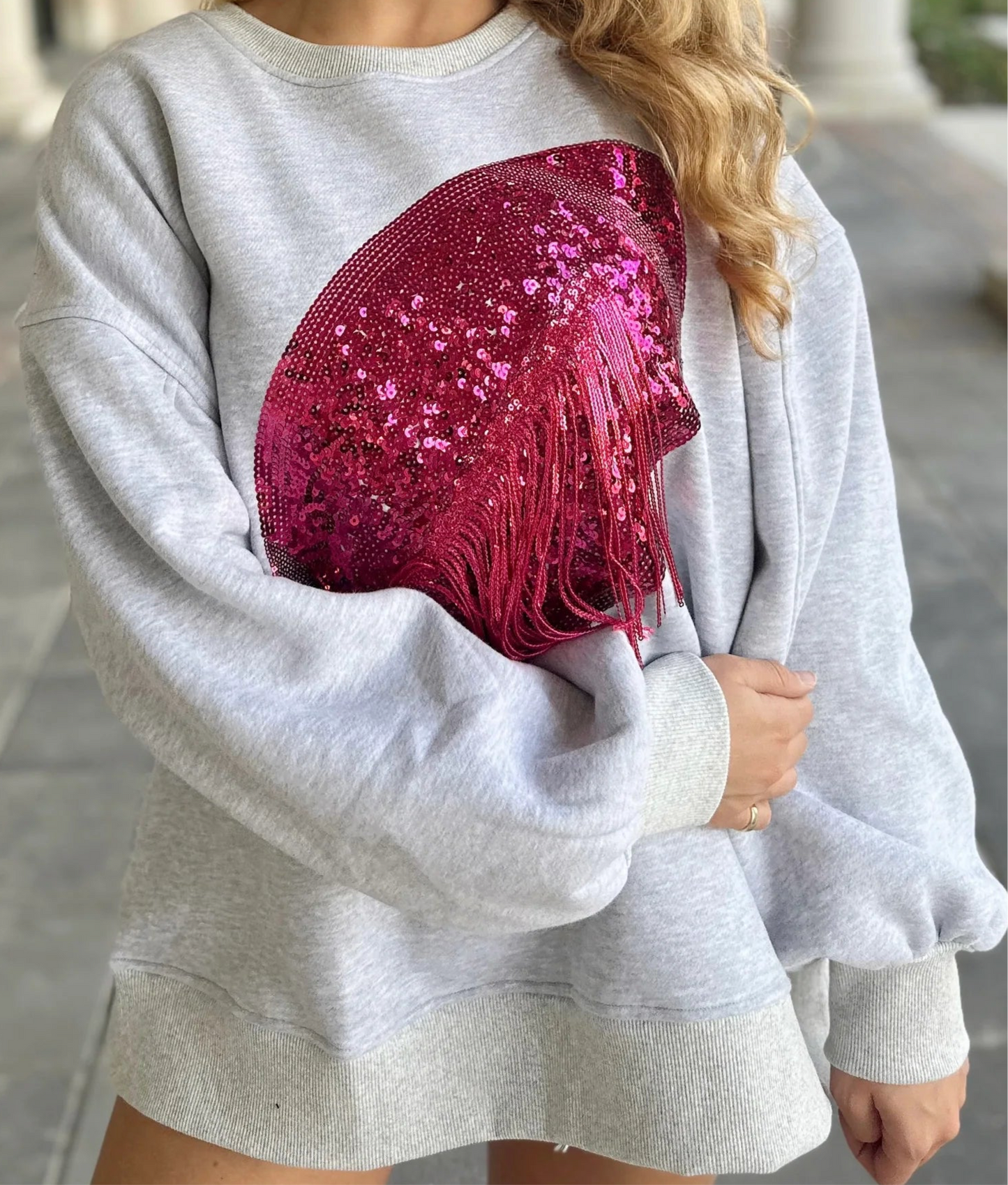 Sequin Pink Football Pullover