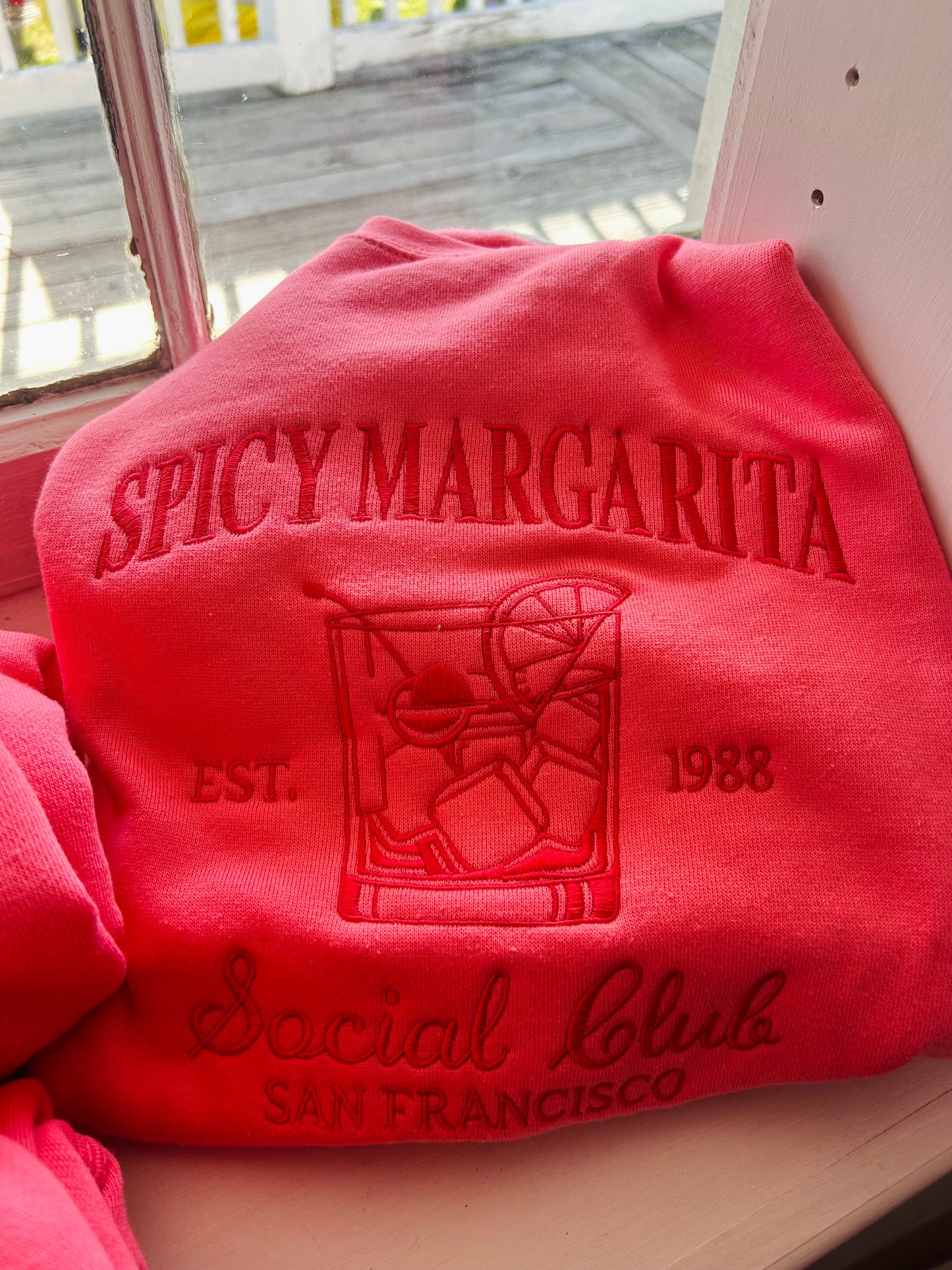 Embroidered SPICY Marg Crew Neck