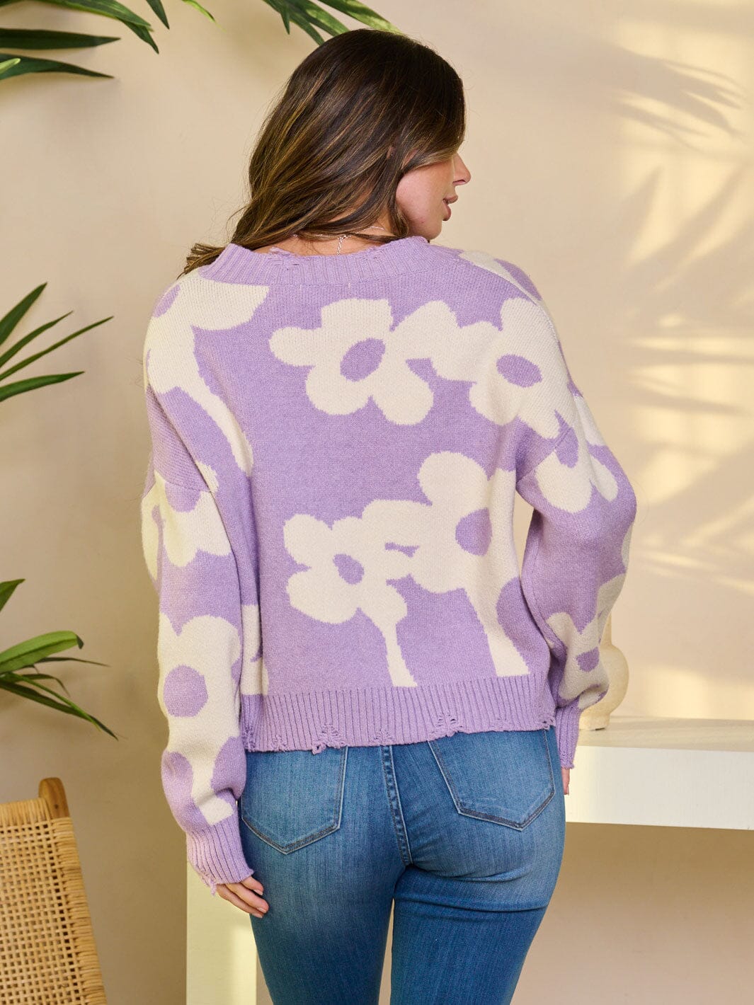 Lavender Flower Sweater