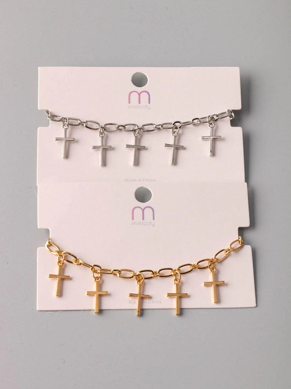 Cross Charm Bracelet (Gold & Silver)