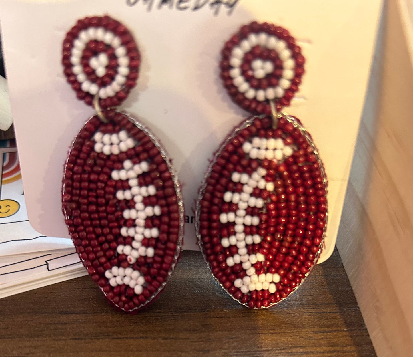 Football Beaded Earrings