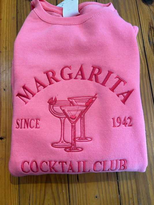 Embroidered Margarita Cocktail Club Crew Neck