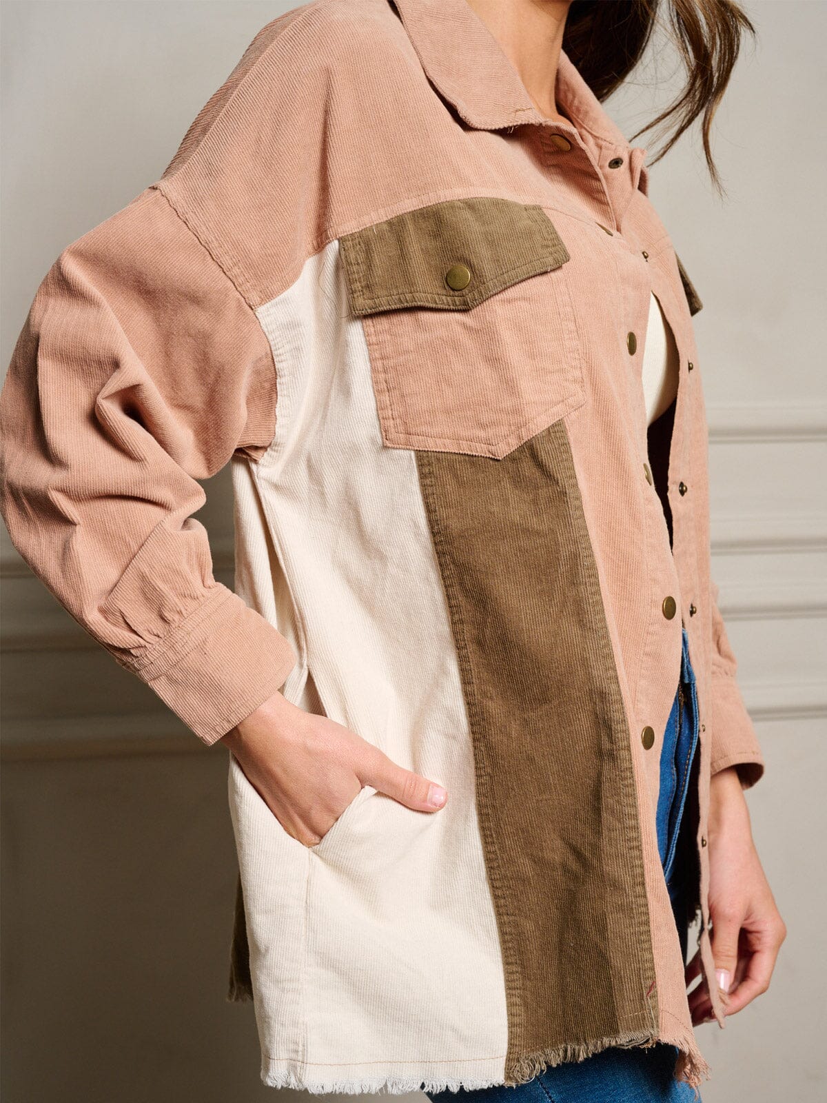 Neutral Colorblock Shacket