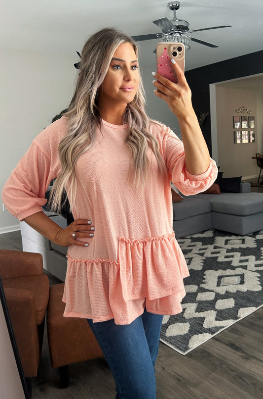 Peach Ruffled Long Sleeve