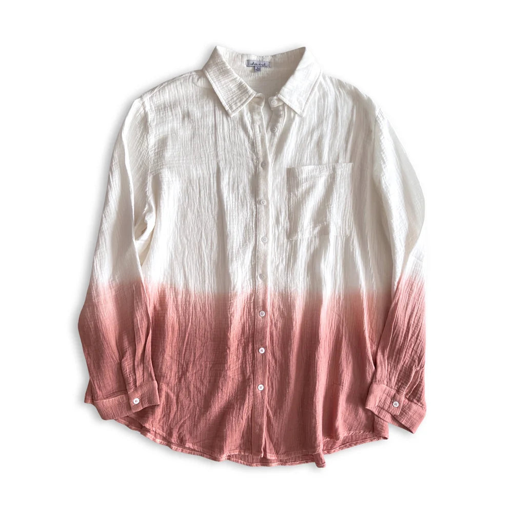 Rose Dipped Button Up