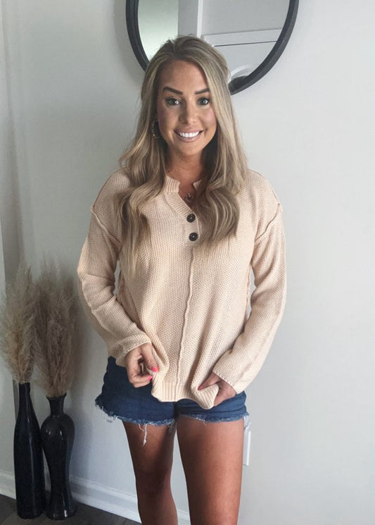Button Lightweight Pull Over (beige and gray)