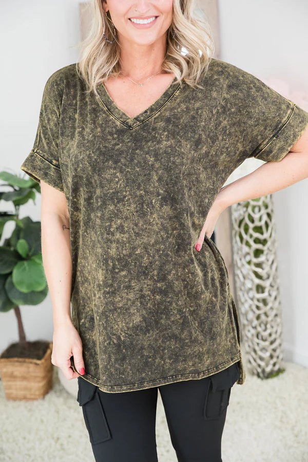 Olive Mineral Wash Top